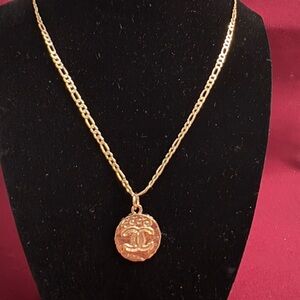 Upcycled and Stamped Necklace with Textured All Gold Charm